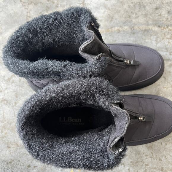 L.L. Bean Ultralight Waterproof Snow Boots Front Zip Quilted Black Women’s 7.5 M - Picture 8 of 11